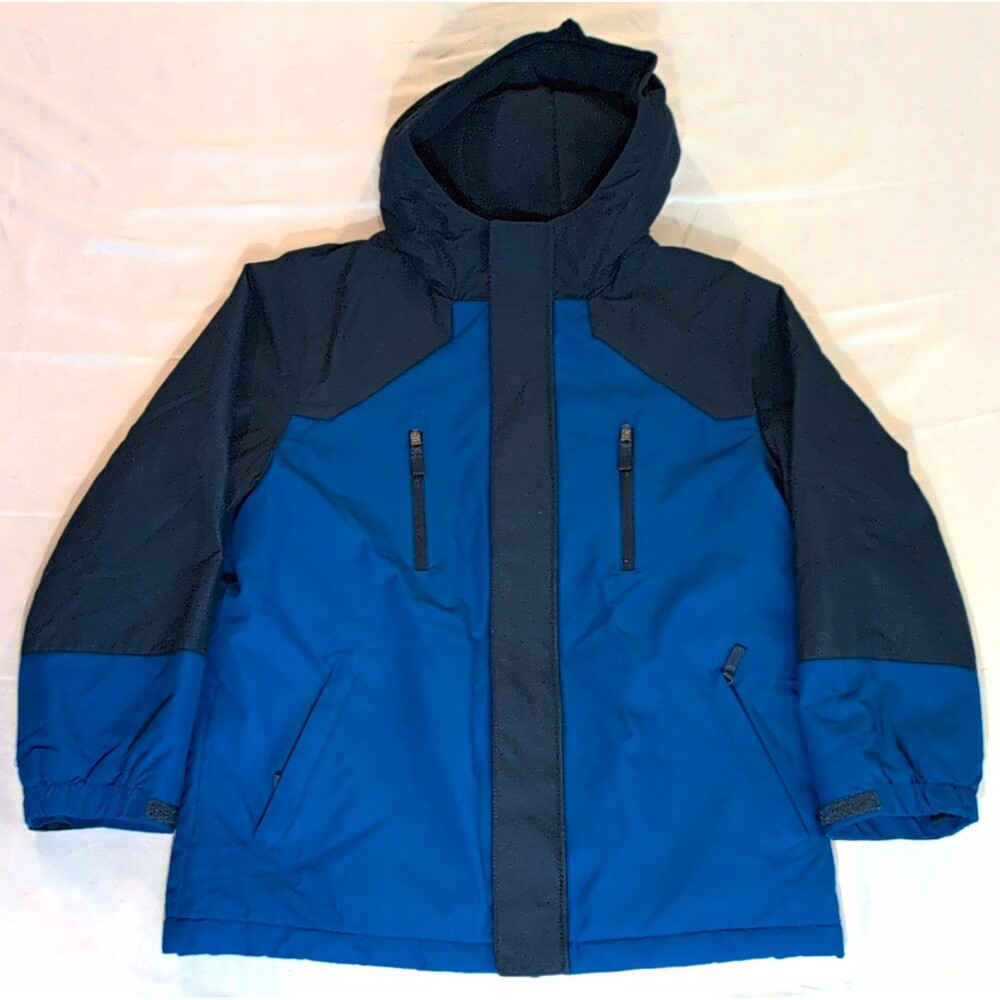 SwissTech Boys Hooded Full Zip Fleece Lined Jacket Blue/Black Colorblock L 10-12